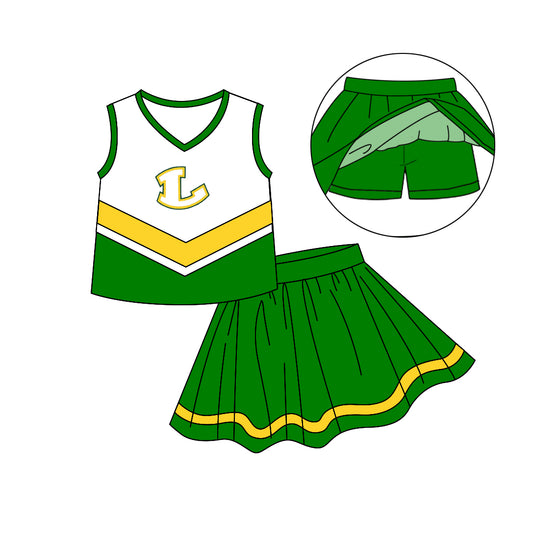 Baby Girls Green Cheerleader Skirts Team Clothing Sets preorder(moq 5)