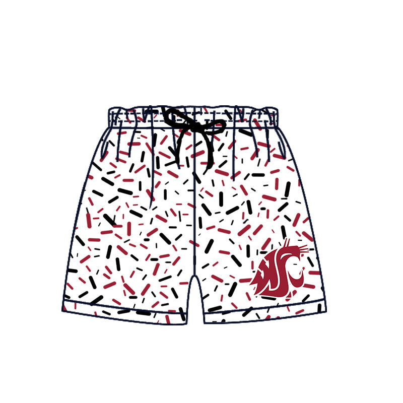 Preorder (moq 5)Baby Boys Red Cougars Drip Team Shorts Bottoms
