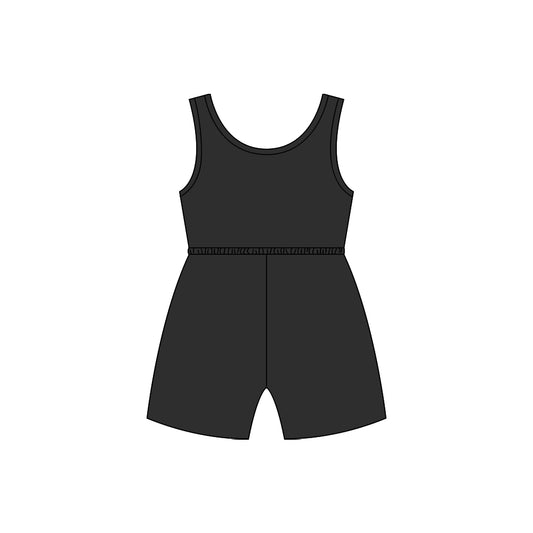 Preorder (moq 5)Baby Girls Black Cotton Shorts Summer Jumpsuits