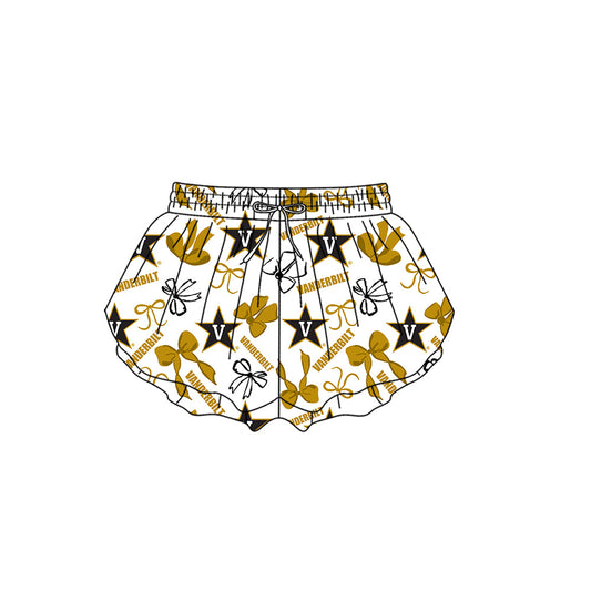 Preorder (moq 5)Baby Girls Bows Vanderbilt Team Ruffle Shorts Bottom