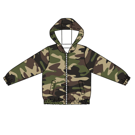 Baby Kids Southern Green Camo Hunting Zip Long Sleeve Hooded Tops Jackets preorder(moq 5)