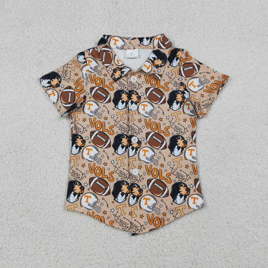 Baby Boys Footballs Dogs Vols Team Button Shirts Top
