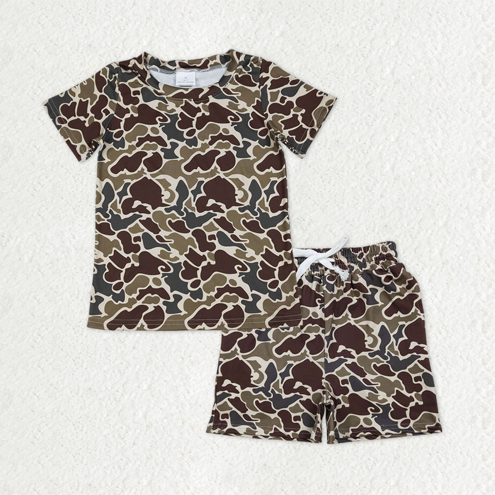 Baby Boys Southern Dark Khaki Camo Shirt Top Pockets Shorts Clothes Sets