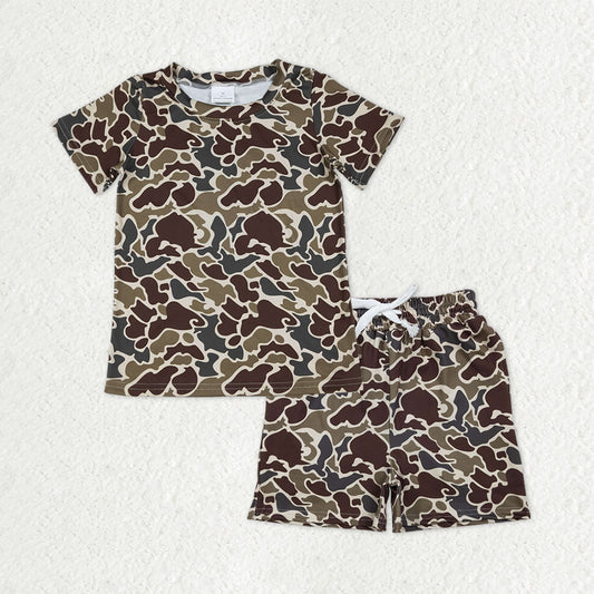 Baby Boys Southern Dark Khaki Camo Shirt Top Pockets Shorts Clothes Sets