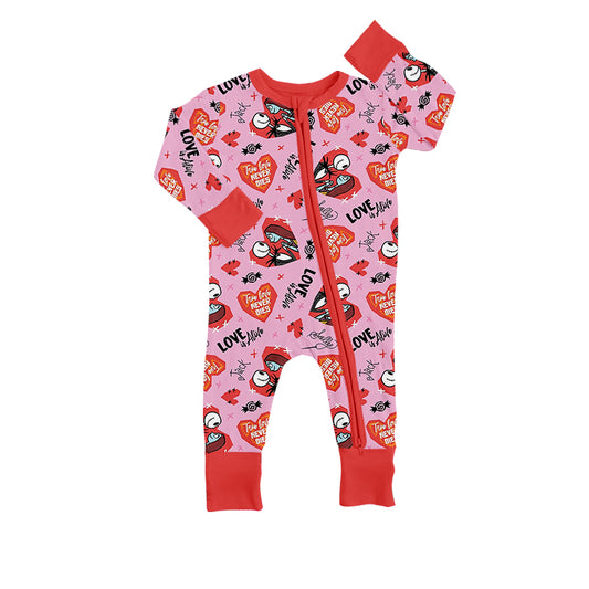 Baby Girls Long Sleeve Pink Hearts Zip Rompers preorder(moq 5)