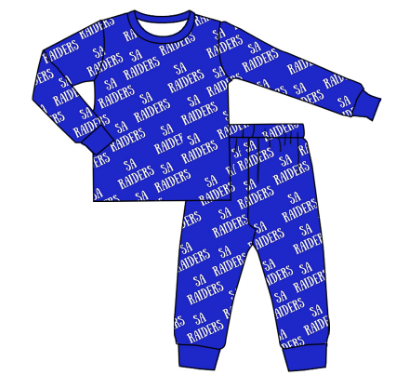 preorder(moq 5) Baby Boys Sa Raiders Plaid Top Pants Team Pajamas Sets