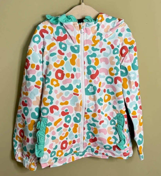Preorder (moq 5)Baby Girls Turquoise Leopard Hooded Ruffle Cardigan Tops