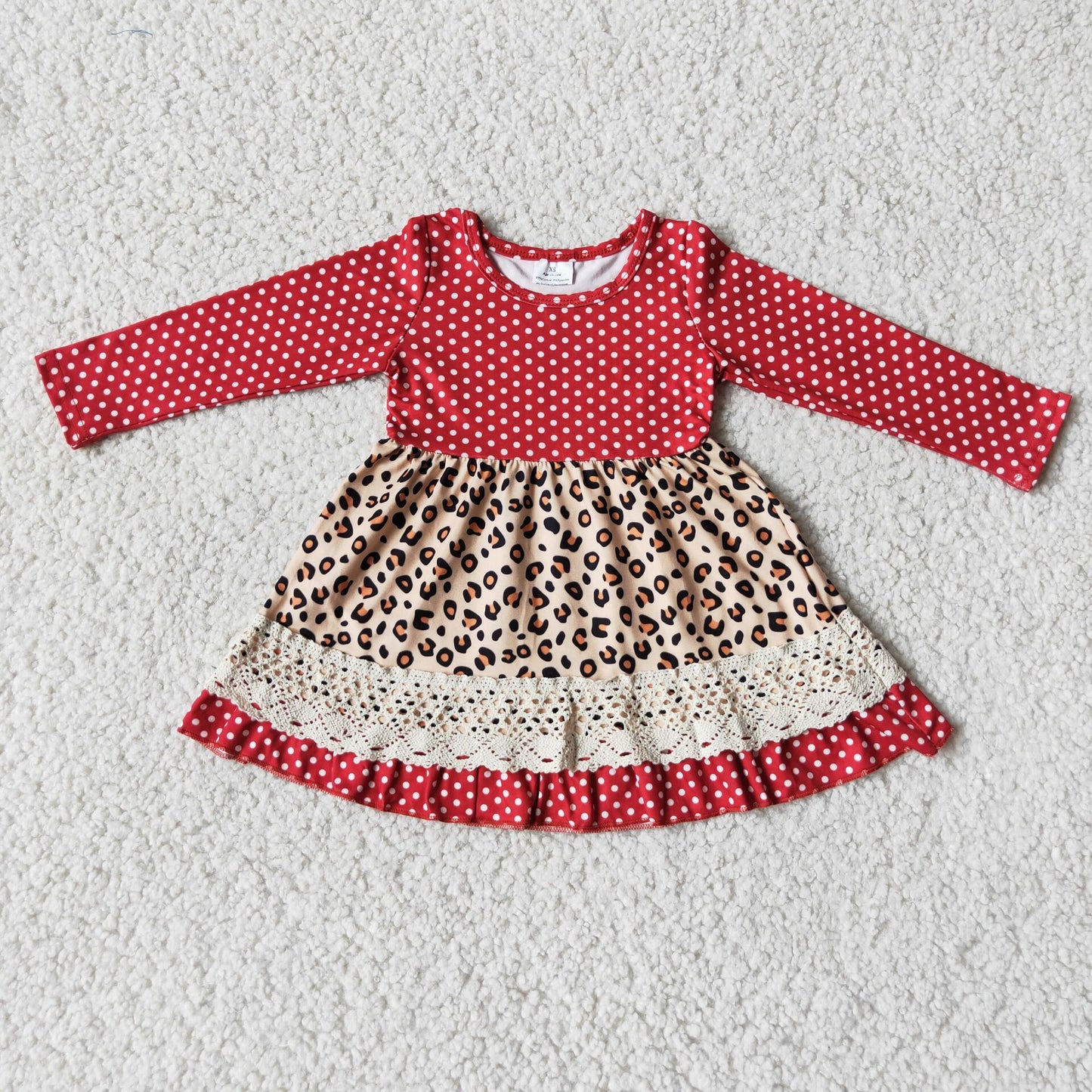 Red leopard lace soft dress