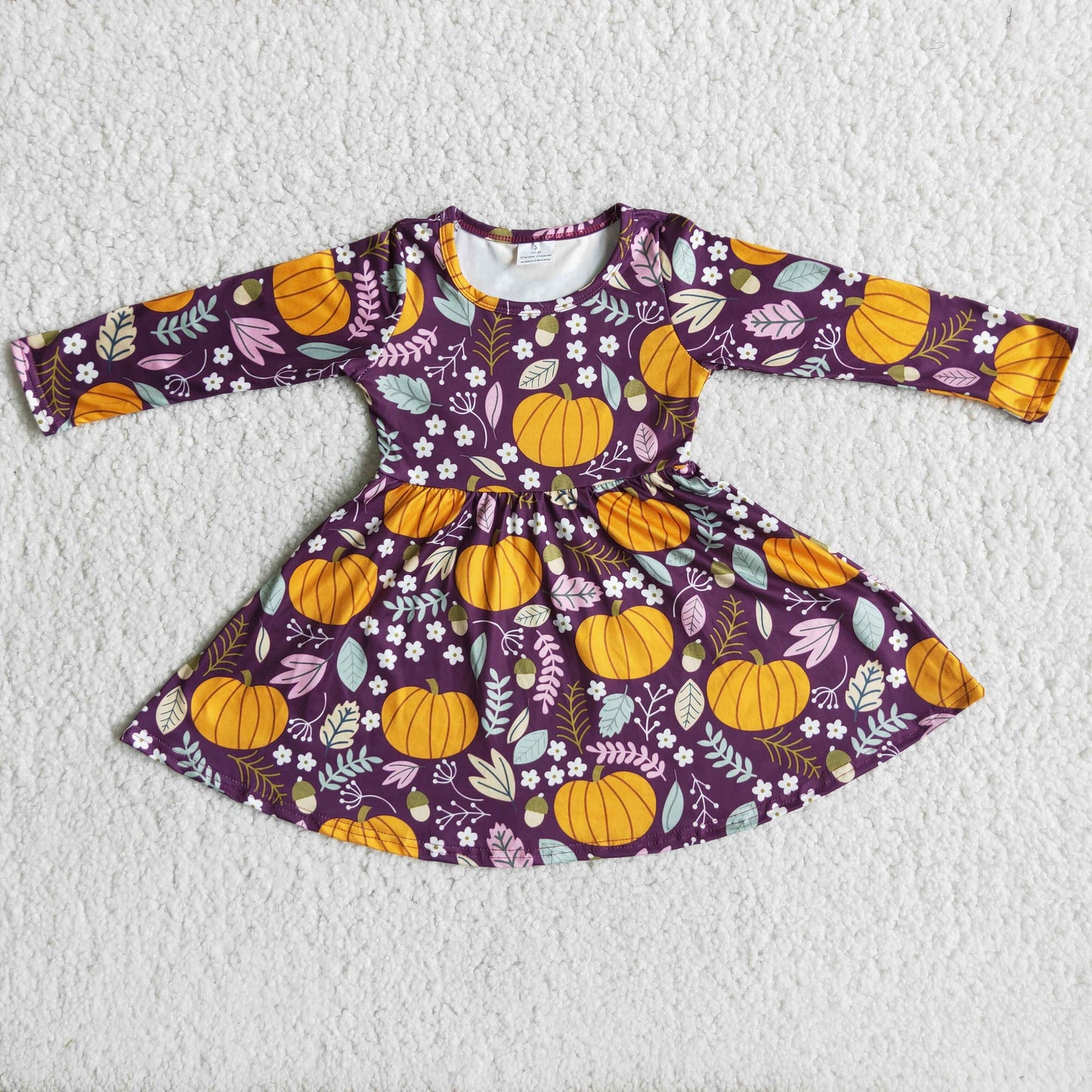 Pumpkin dark Purple Twirl Baby Girls Dresses