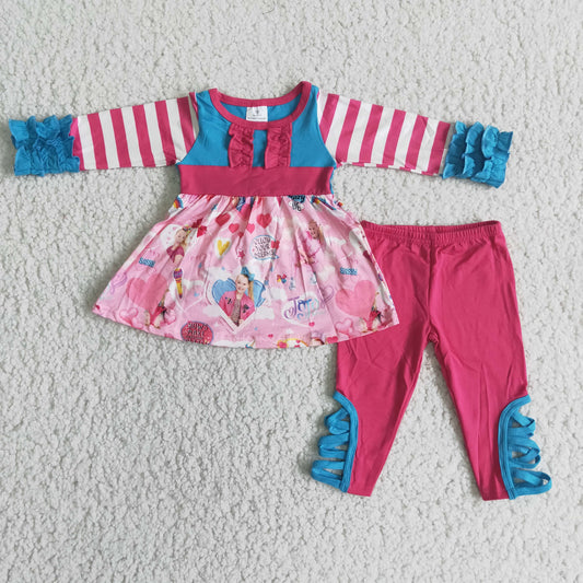 Valentines pink blue stripe sets