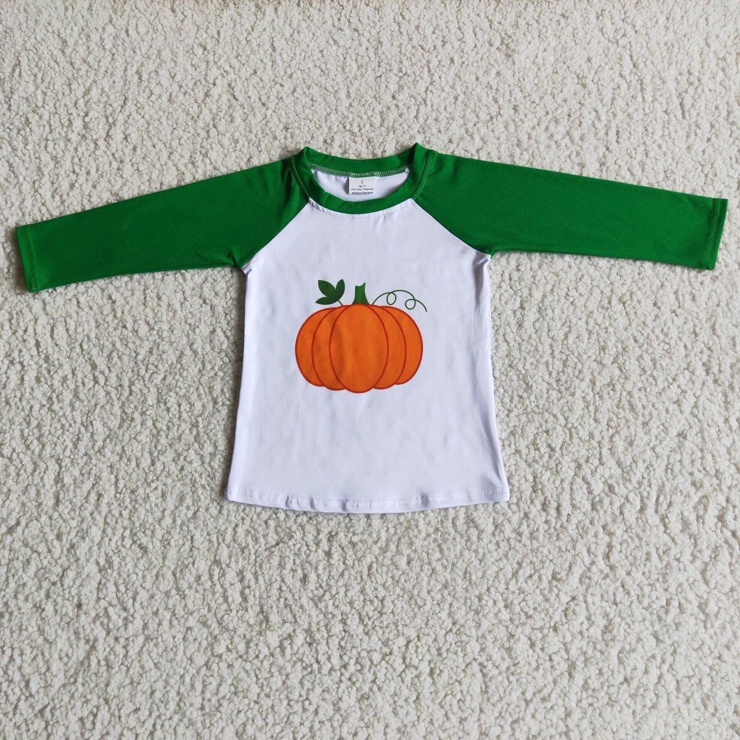 Baby Boys Pumpkin Print Long SLeeve Raglan T-Shirts