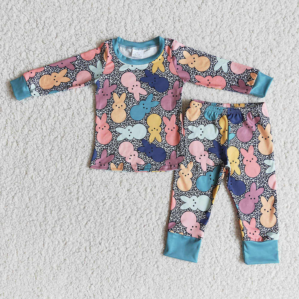 Sibling Boys Baby Girls Easter Bunny Top Pants Pajamas Sets