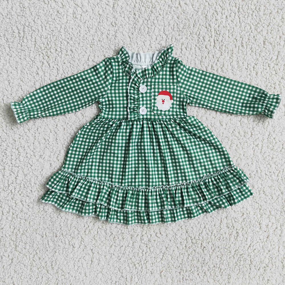 Sibling Baby Boys Girls Green Plaid Santa Christmas Gowns Pajamas Sets