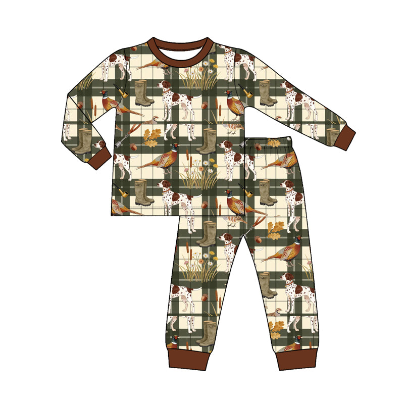 Preorder (moq5) Boys Christmas Santa Print Long Sleeve Pajama Set Kids Two-Piece Outfits