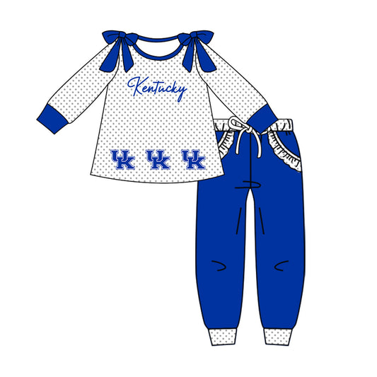 Preorder (moq 5)Baby Girls Polka Dots UK Tunic Pockets Jogger Team Clothes Sets