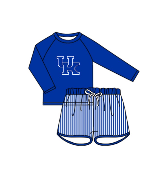 Preorder moq 5 Baby Boys UK Long Sleeve Top Stripe Shorts Team Swimsuits