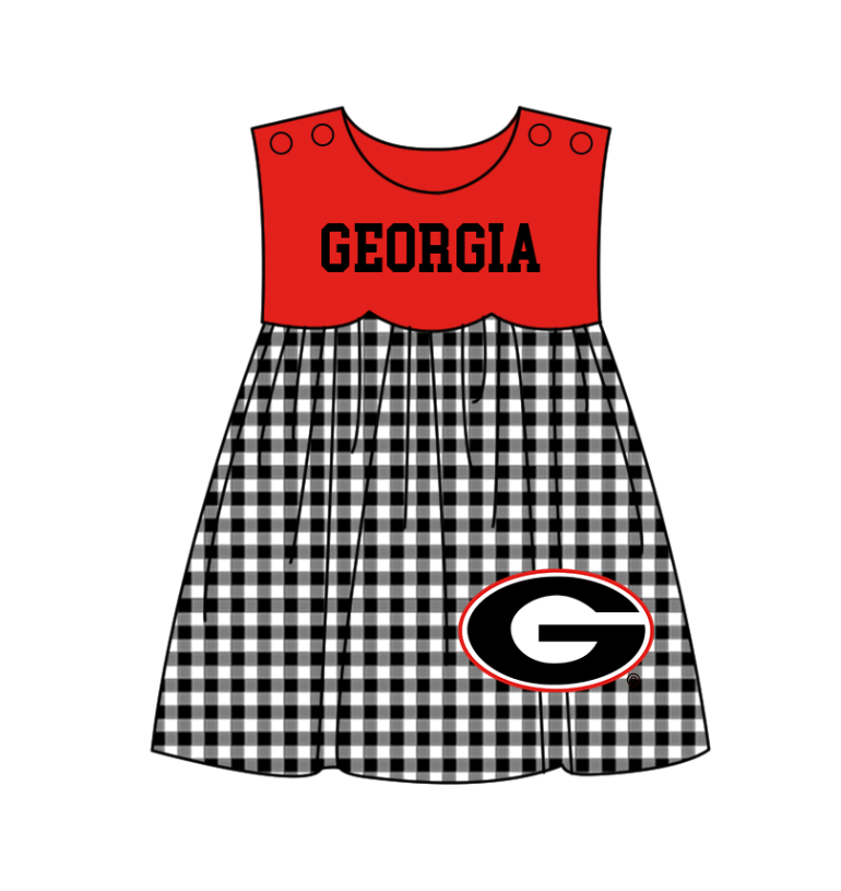 Preorder moq 5 Baby Girls Sleeveless Georgia Team Knee Length Dresses