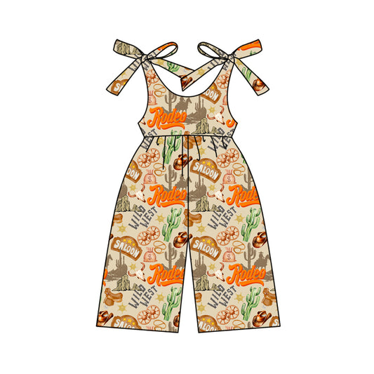 Preorder (moq 5)Baby Girls Khaki Strap Cactus Hats Wild Western Jumpsuits