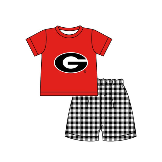 Preorder moq 5 Baby Boys Georgia Top Checked Short Team Clothes Set