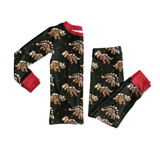 Preorder (moq 20)Baby Boys Bamboo Stars Dinosaurs Christmas Pajamas Sets