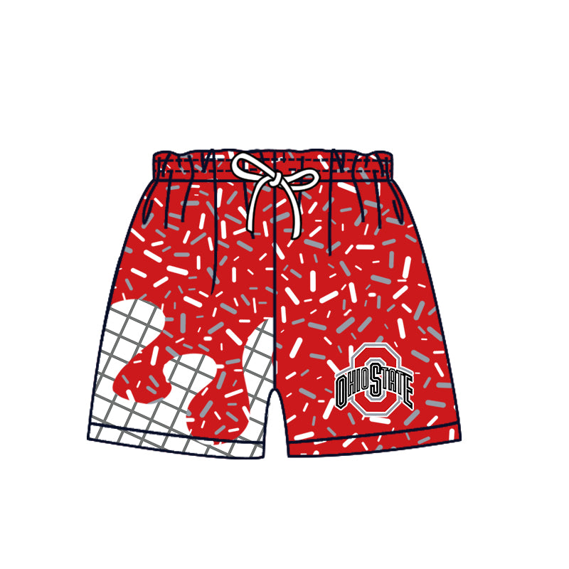 Preorder (moq 5)Baby Boys Red Sprinkles Drip Ohio State Shorts Bottom