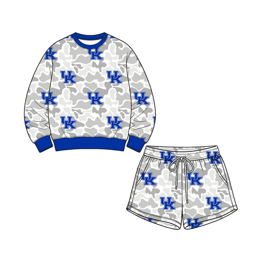 Preorder (moq 5) Baby Boy Clothes Kentucky Wildcats Camouflage Print Long Sleeve Top Shorts Set