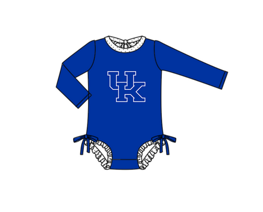 Preorder moq 5 Baby Girls Hot Blue Long Sleeve UK Team Swimsuits