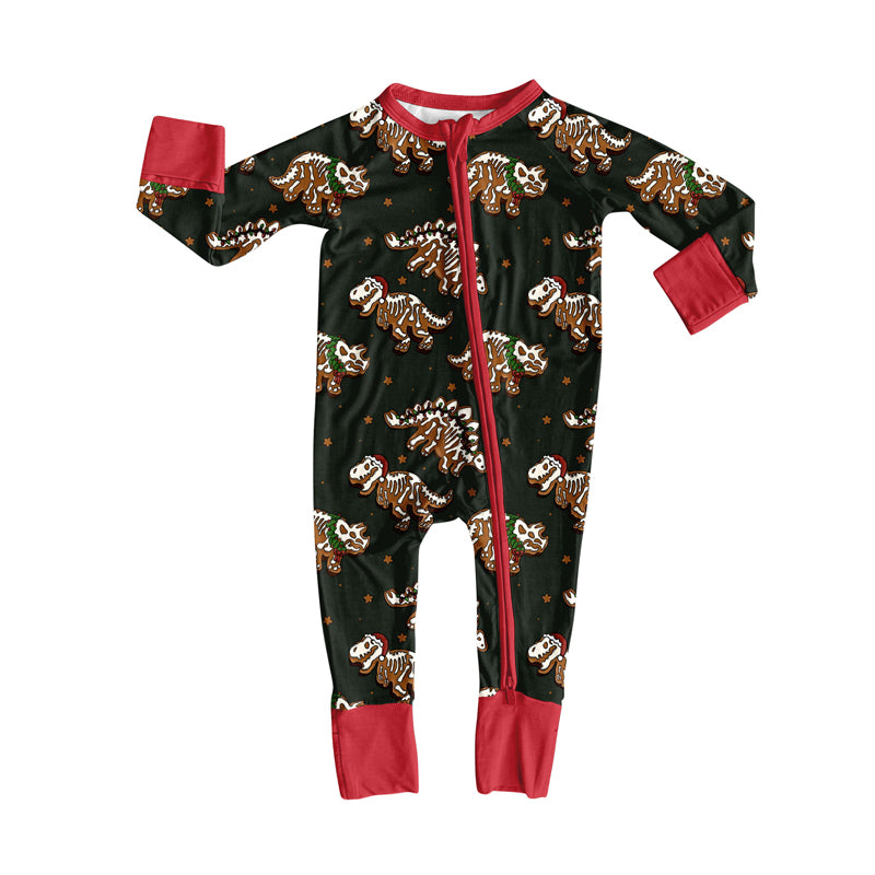 Preorder (moq 20)Baby Boys Bamboo Christmas Gingerbread Stars Zippy Footie Rompers