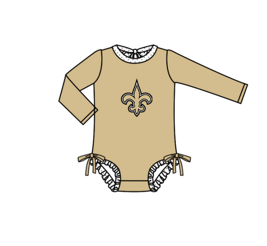 Preorder moq 5 Baby Girls Golden Long Sleeve Anchors Team Swimsuits
