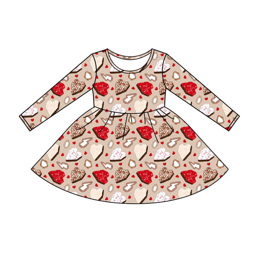 Preorder(moq 5) Baby Girls Turquoises Hearts Valentines Knee Length Dresses