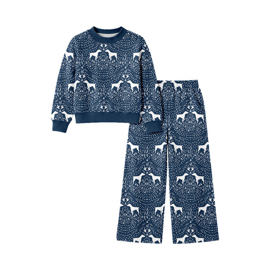 Preorder (moq 5)Baby Girls Dogs Ducks Shirt Pockets Flare Pant Hunting Clothes Sets