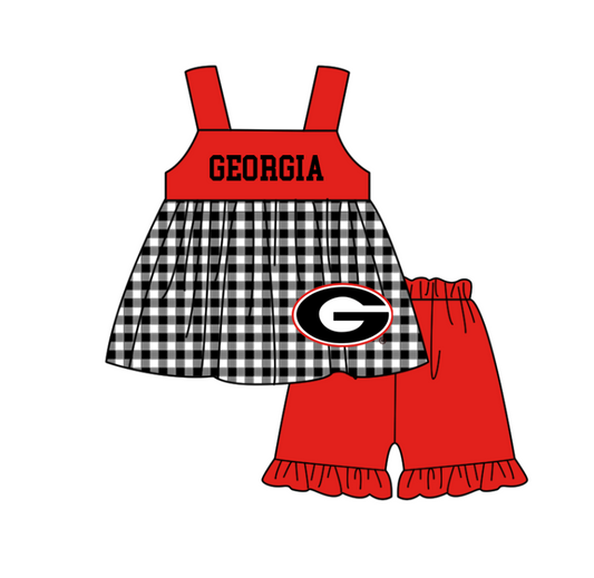 Preorder moq 5 Baby Girls Georgia Tunic Ruffle Short Team Clothes Set