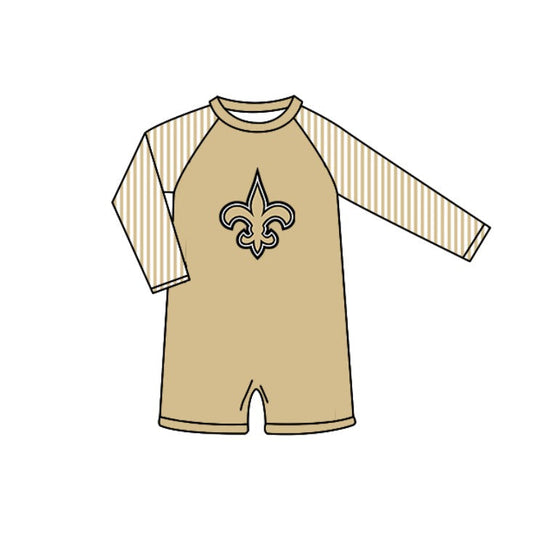 Preorder moq 5 Baby Boys Golden Stripe Long Sleeve Anchors Team Swimsuits