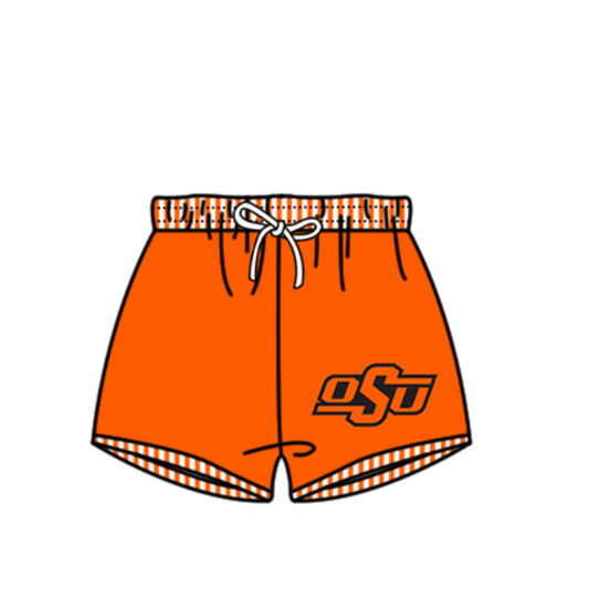 Preorder moq 5 Baby Boys Orange OSU Team Swimming Trunks Bottom