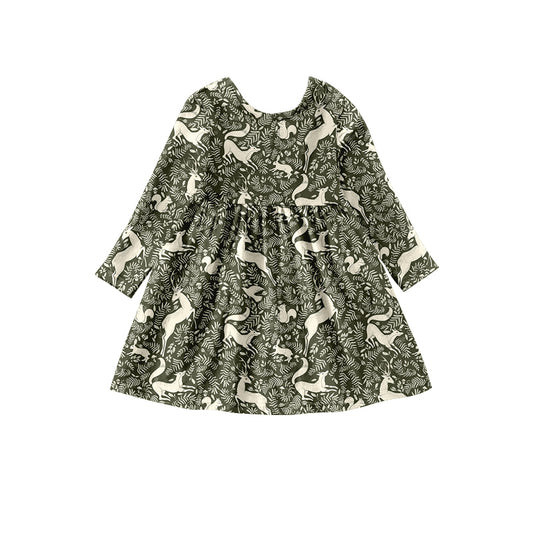 Preorder (moq 5)Baby Girls Flowers Animals Hunting Knee Length Dresses