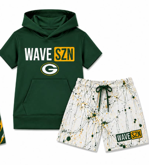 Preorder (moq 5) Baby Boys Green Wave SZN Hoodie Camo Short Team Clothes Sets