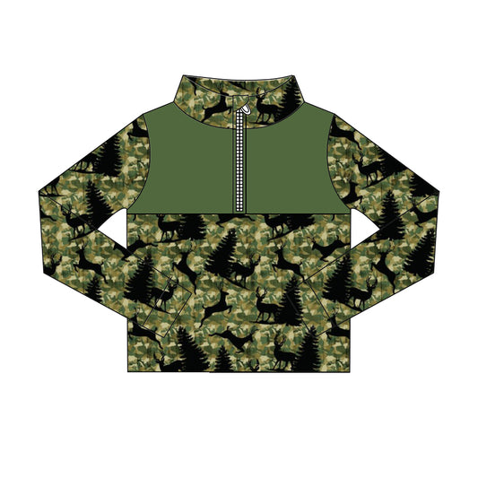 Preorder (moq 5)Baby Boys Long Sleeve Ducks Deer Camo Hunting Zip Pullovers Tops