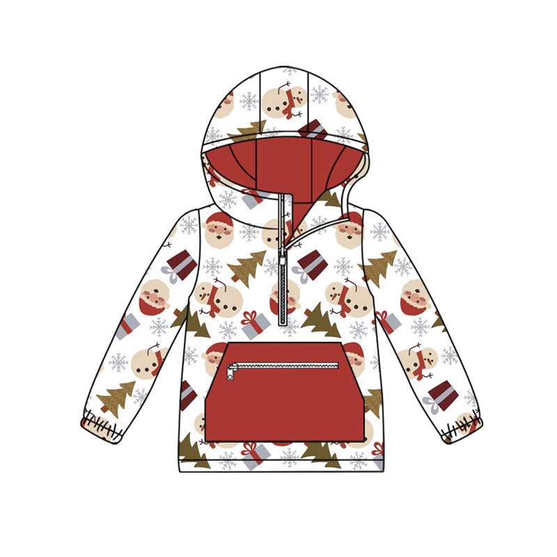 Preorder (moq 5)Baby Boys Snowmen Trees Pocket Zipper Christmas Hoodies Top