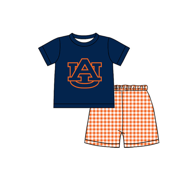 Preorder moq 5 Baby Boys Short Sleeve AU Top Checked Shorts Team Clothes Set