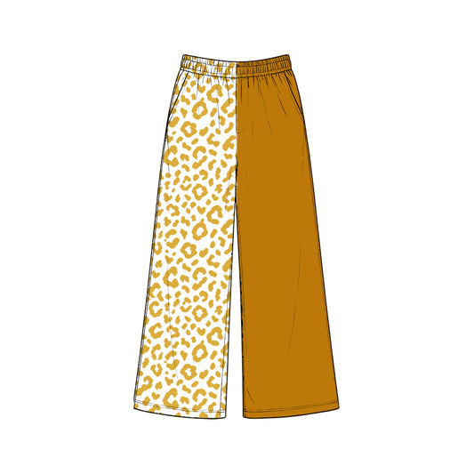 Preorder (moq5) Baby Girls Gold Leopard Pockets Flare Pants Bottom