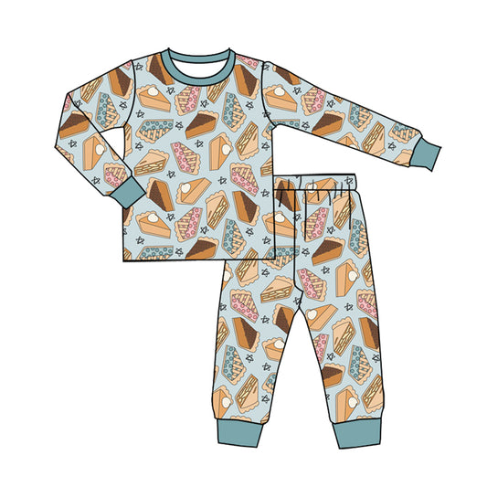 Preorder (moq 5)Baby Boys Cakes Top Pants Thanksgiving Pajamas Sets