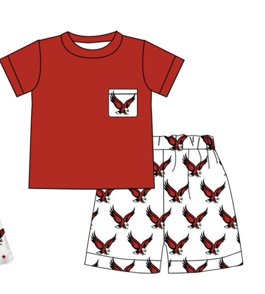 Preorder moq 5 Baby Boys Short Sleeve Eagles Shirt Top Short Team Clothes Sets