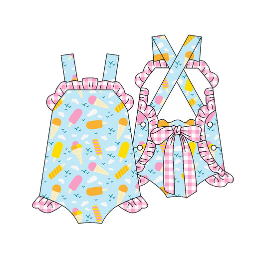 Preorder(moq 5)Baby Infant Girls Popstick Summer Bows Straps Rompers