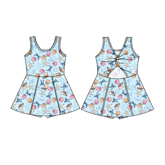 Preorder moq 5 Baby Girls Sleeveless Sea World Shorts Knee Length Dresses