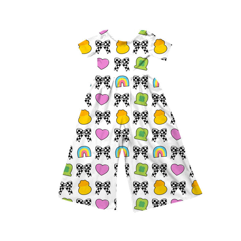 Preorder(moq 8)Baby Girls Short Sleeve Hearts Bows Hats St Patrick Pants Jumpsuits