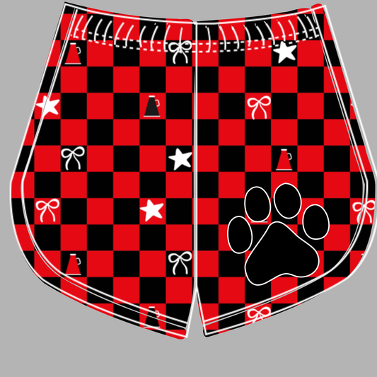Preorder (moq 5)Baby Girls Black Red Checked Vols Cheer Team Shorts Bottoms