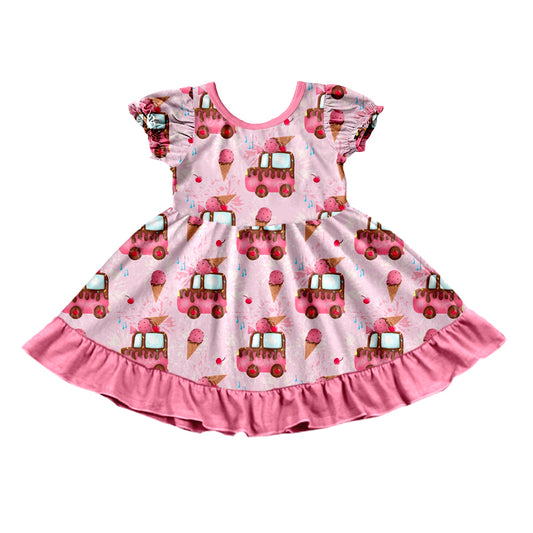 Baby Girls Pink Popstick Car Knee Length Dresses preorder(moq 5)