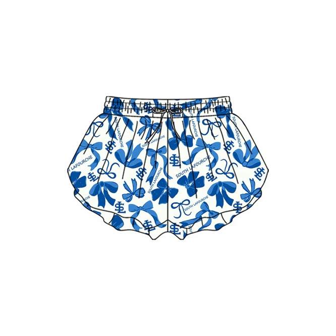 Preorder (moq 5)Baby Girls Blue Bows SL Team Ruffle Butterfly Shorts Bottom
