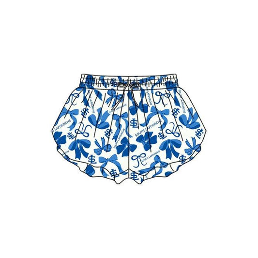 Preorder (moq 5)Baby Girls Blue Bows SL Team Ruffle Butterfly Shorts Bottom