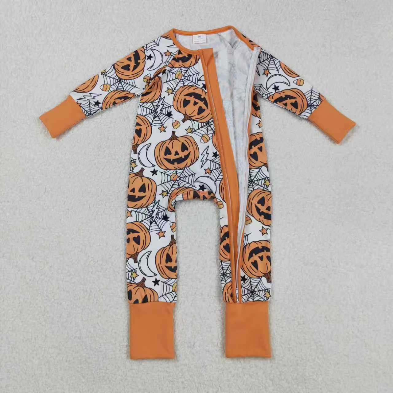 Sibling Baby Boys Girls Ghost Pumpkins Halloween Pajamas Sets Rompers Knee Length Dresses